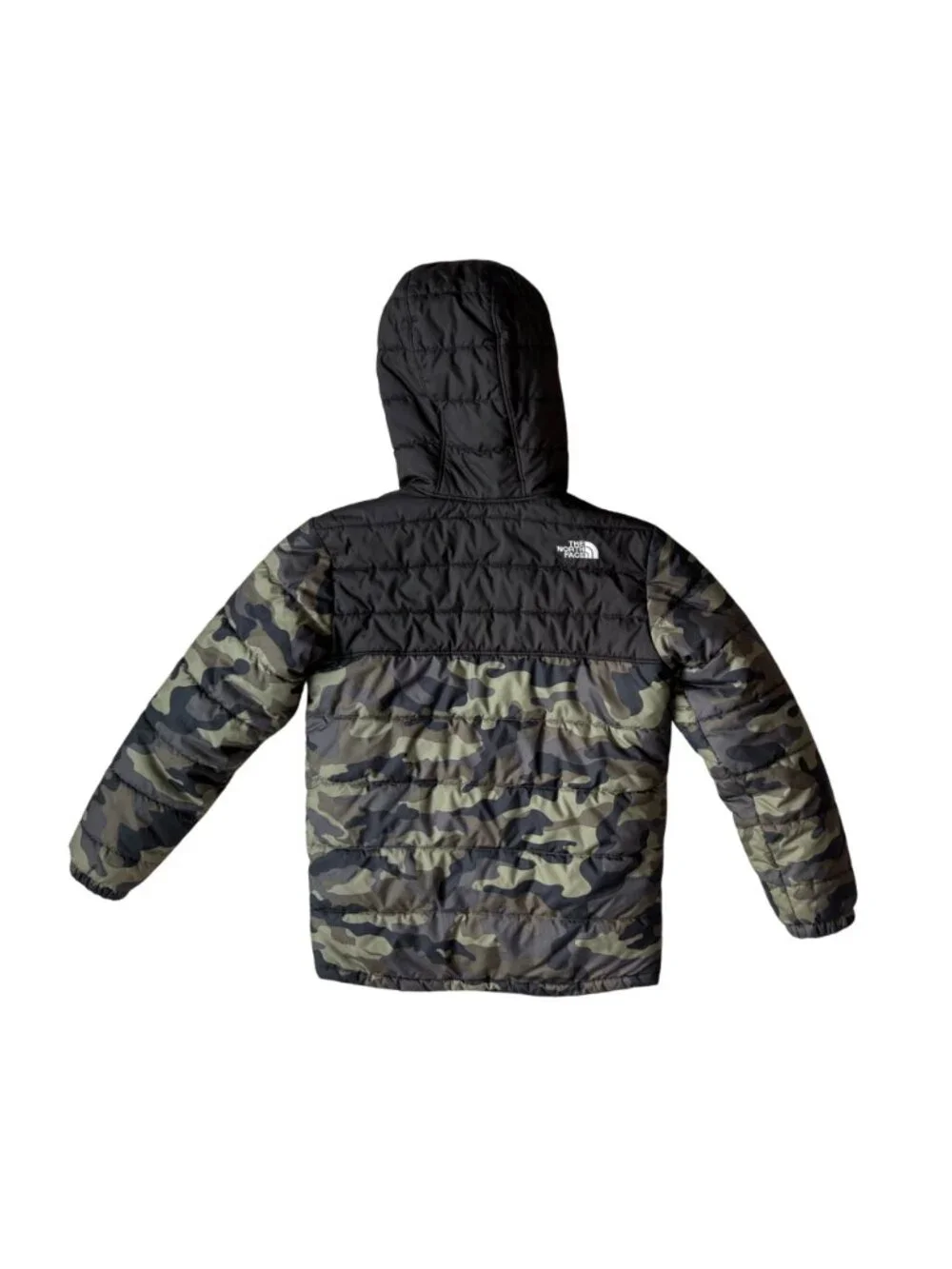 North Face Coat Boys Size Medium 10/12 Fleece Lined Hooded Camo Puffer